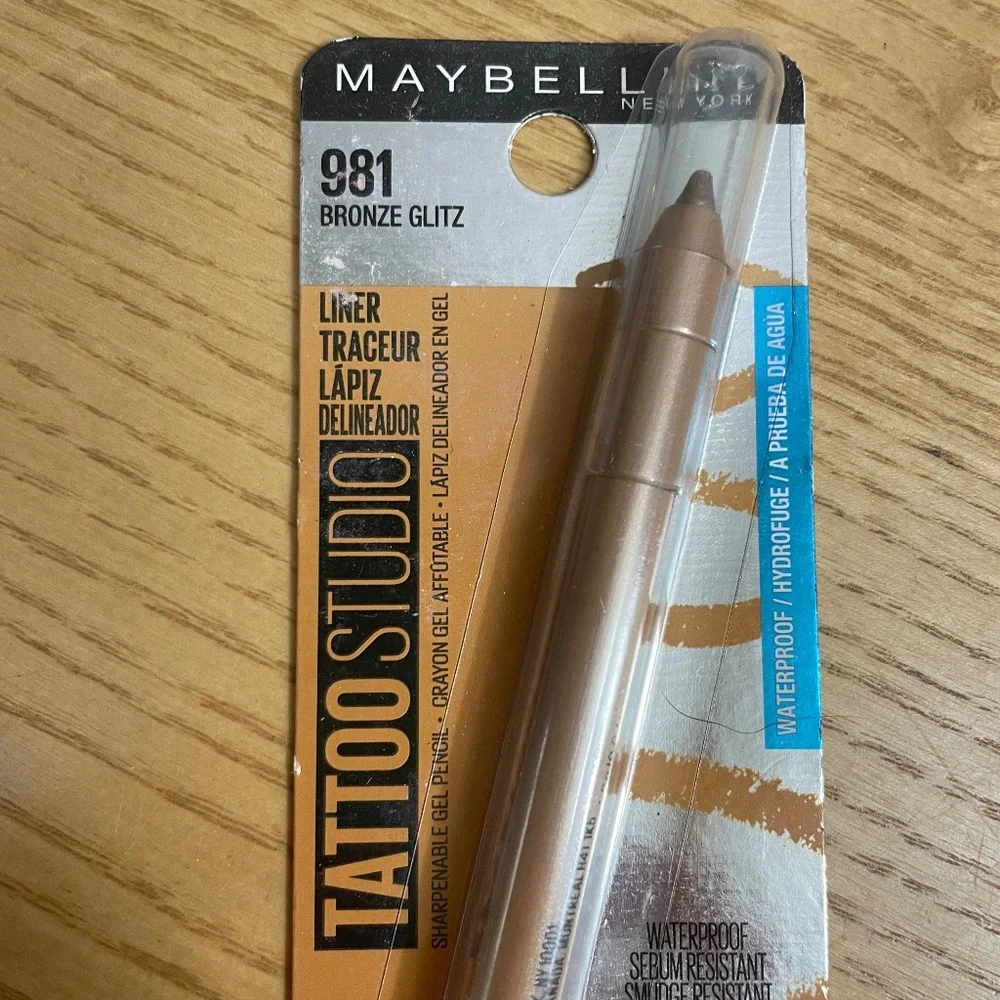Maybelline Tattoo Studio Waterproof Eye Liner Gel Pencil #981 Bronze Glitz New